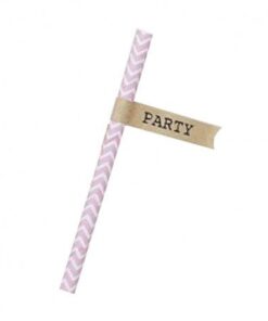 20 étiquettes kraft "Party" drapeau pour paille