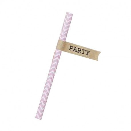 20 étiquettes kraft "Party" drapeau pour paille 20 étiquettes kraft "Party" drapeau pour paille