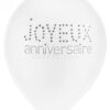 8 ballons JOYEUX ANNIVERSAIRE blanc imprimé