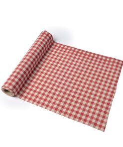 Chemin de table rétro en tissu vichy rouge 5M x 30cm