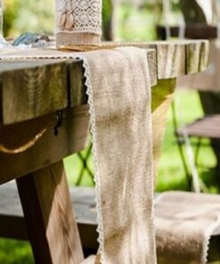 Chemin de table toile de jute dentelle 5M 28cm