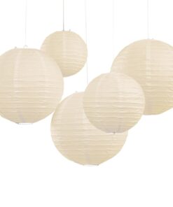 5 lanternes boules papier ivoire