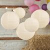 5 lanternes boules papier ivoire