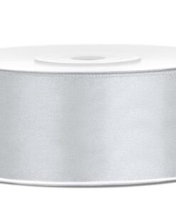 Ruban de satin 25mm gris argent 25M