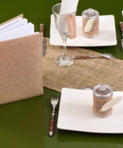 Livre d'or toile de jute naturelle guestbook