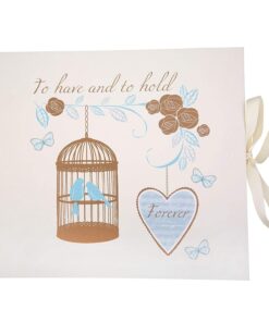 Livre d'Or guest book "love birds" bleu or mariage romantique