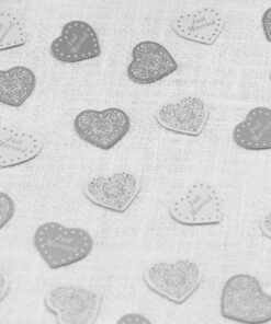 Confettis romantiques coeur just married argent