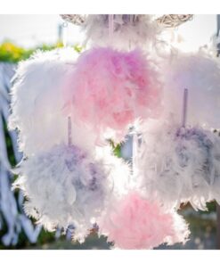 Location boule de plumes rose 40cm