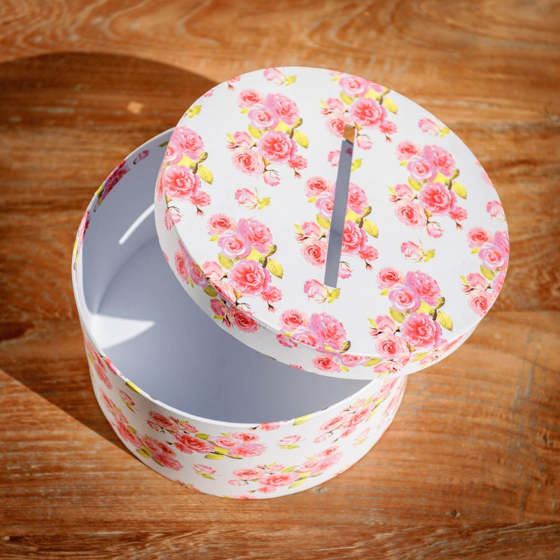 Urne tirelire mariage shabby liberty ronde Urne tirelire mariage shabby liberty ronde