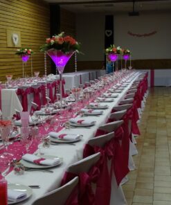 Location noeuds de chaise rose fuchsia tissu satin