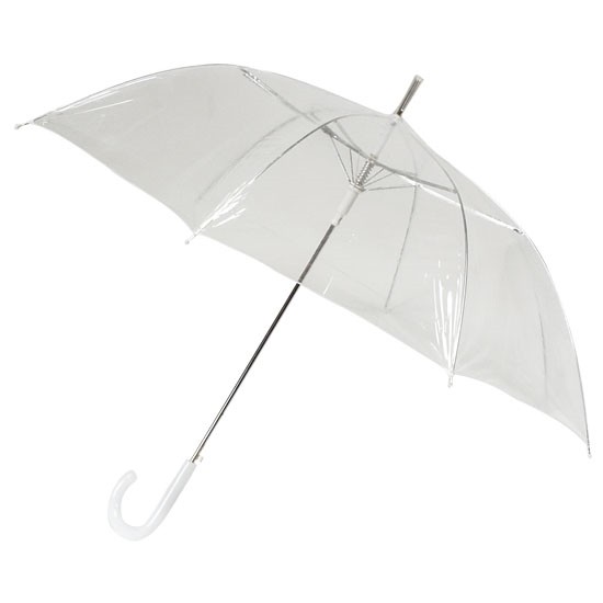 Parapluie mariage PVC tansparent canne blanche Parapluie mariage PVC tansparent canne blanche