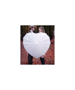 Parapluie mariage blanc en forme de coeur