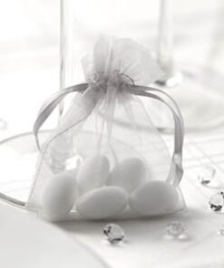 10 sachets pochons organza gris argent