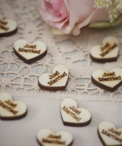 Confettis coeur en bois Just Married