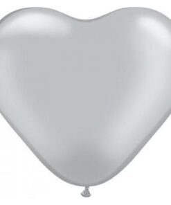 100 ballons latex coeur gris argent