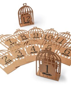 12 numéros de table kraft cages à oiseaux