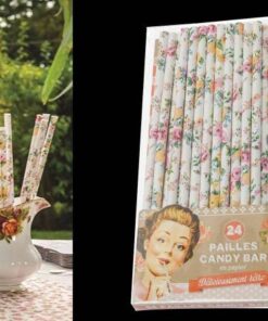 24 pailles shabby fleurettes