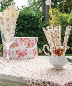 24 pailles shabby fleurettes