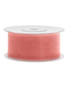 25M de ruban large organza corail 38mm