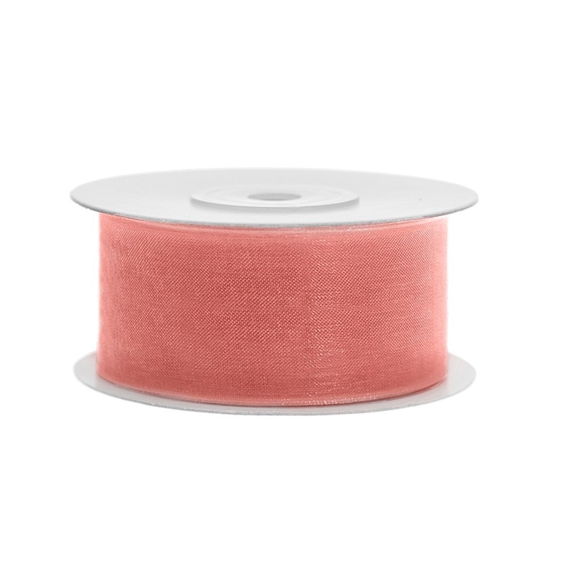 25M de ruban large organza corail 38mm 25M de ruban large organza corail 38mm