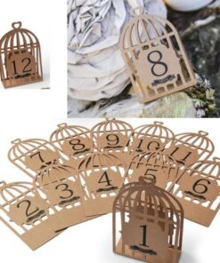 12 numéros de table kraft cages à oiseaux