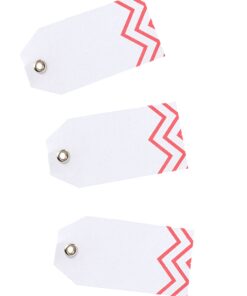 12 étiquettes chevrons corail et blanc