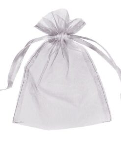 10 sachets pochons organza gris argent
