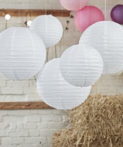 5 lanternes lampion boules papier blanc