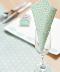 20 serviettes de table vert menthe motif design
