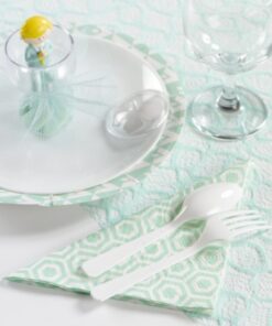 20 serviettes de table vert menthe motif design