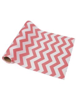 Chemin de table chevrons corail et blanc