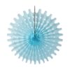 3 éventails rosaces en papier bleu ciel mix