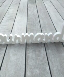 Location lettres en bois "Gourmandise" blanc