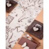 Chemin de table thème voyage carte vintage 3M lin