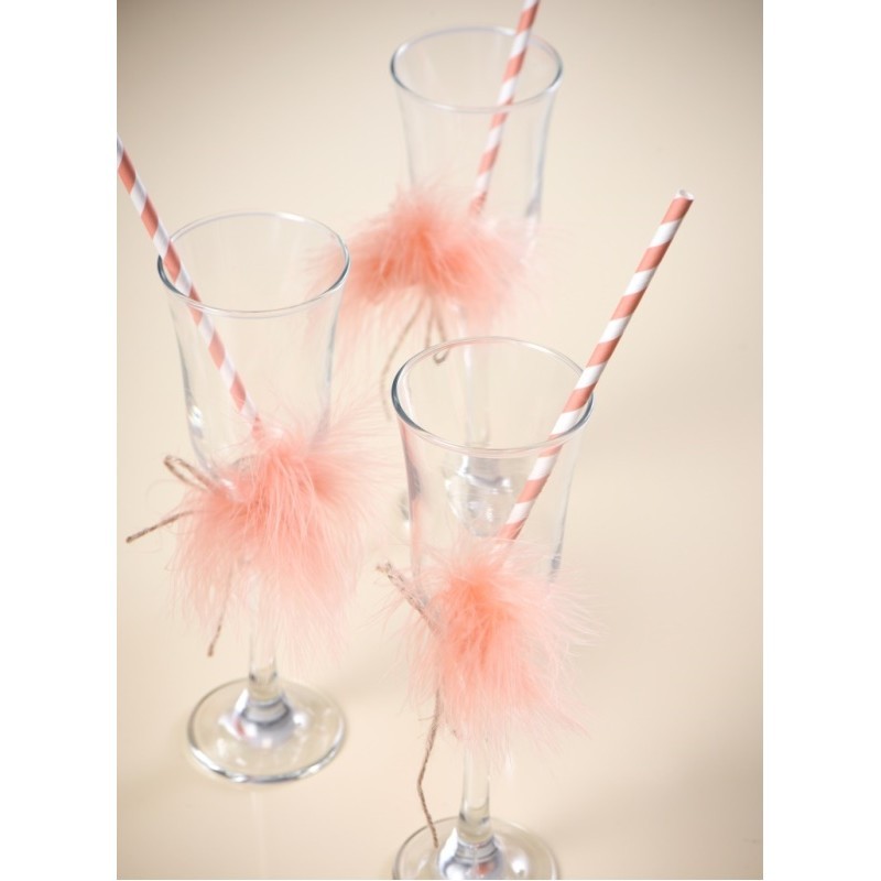 20 pailles rayées corail et blanc en papier 20 pailles rayées corail et blanc en papier