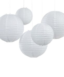 5 lanternes lampion boules papier blanc