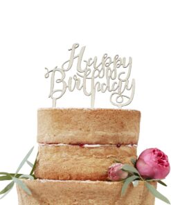 Cake topper en bois Happy Birthday gâteau anniversaire