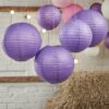 5 lanternes boules papier mauve violet