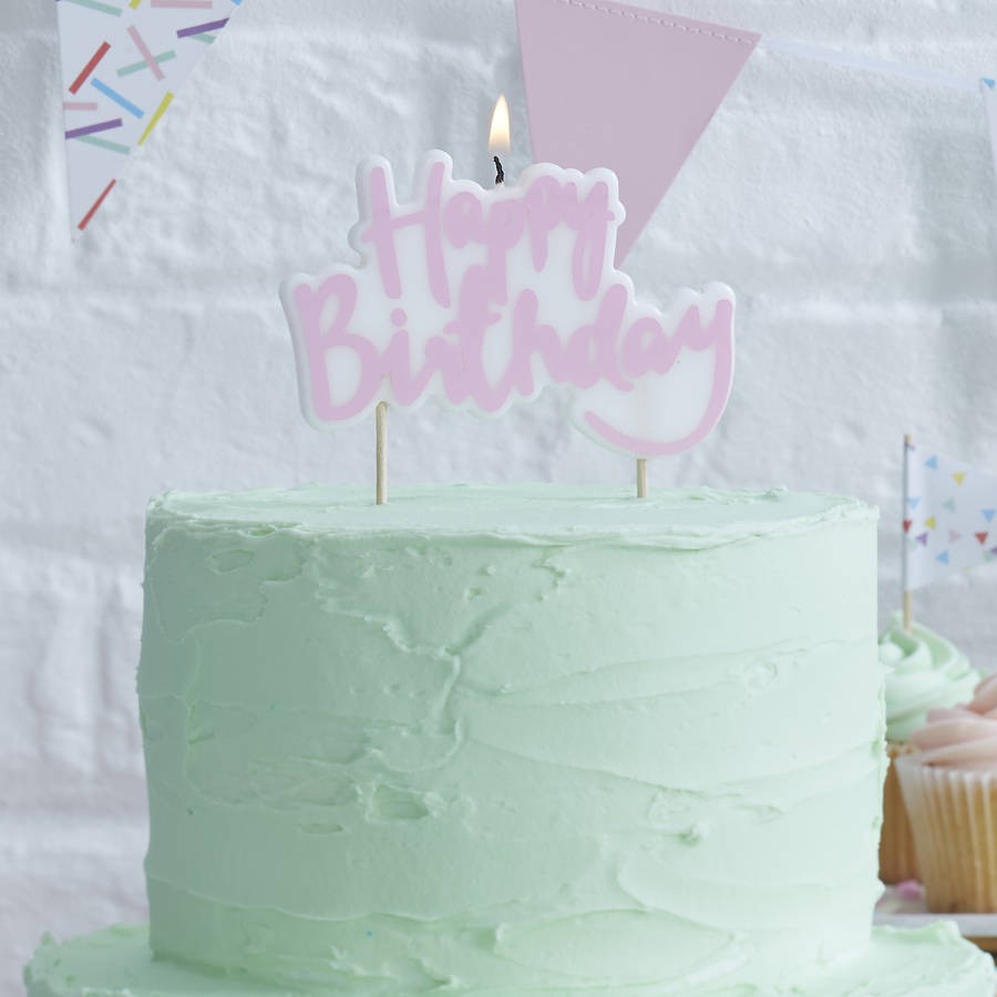 Bougie anniversaire "Happy Birthday" rose Bougie anniversaire "Happy Birthday" rose