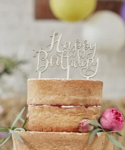 Cake topper en bois Happy Birthday gâteau anniversaire