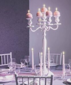Location Chandelier 5 branches BLANC H80cm