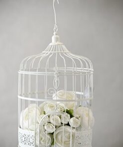 Cage à oiseaux décorative blanc metal 30cm