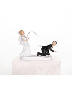 Figurine gâteau couple mariés canne à pêche