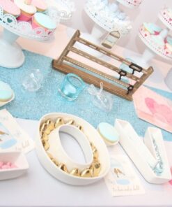 Petites Serviettes mariage thème oiseau bleu doré gold