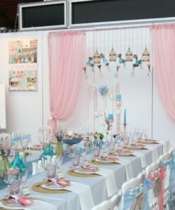 Location 2 rideaux rose pâle polyester pour arche