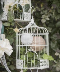 Cage à oiseaux décorative blanc metal 30cm
