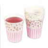 8 Gobelet papier liberty fleurettes rose ivoire