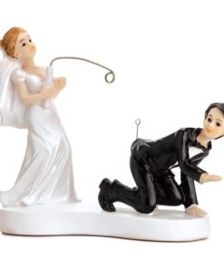 Figurine gâteau couple mariés canne à pêche