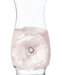 Location dentelle rose blush contour habillage vase bouteille