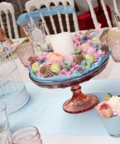 Location présentoirs gâteaux sur pied rose Art Déco